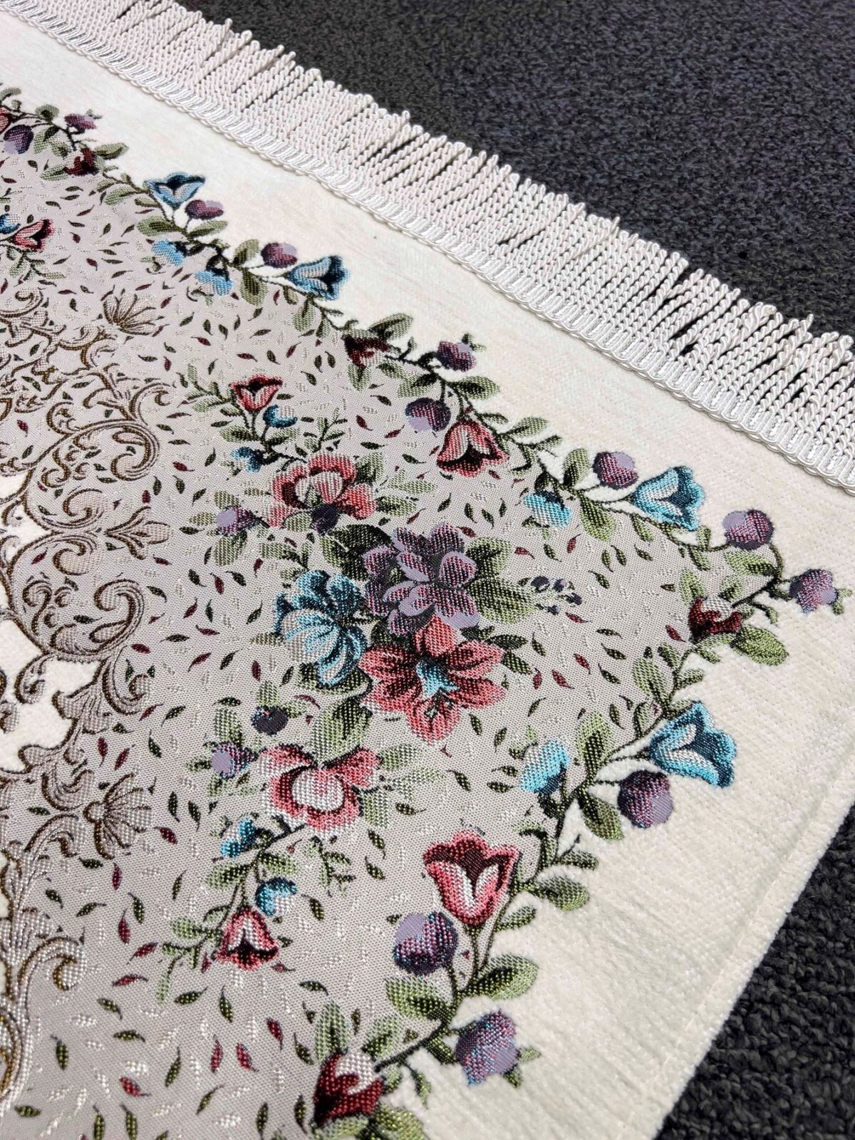 Şönil Kumaş Gülzar Seccade - Krem - Görsel 3