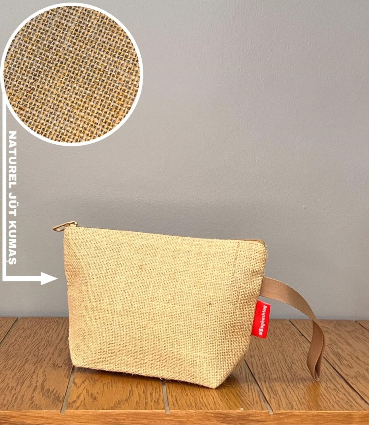 El Çantası Natural Jüt Dokulu Fermuarlı - Görsel 1