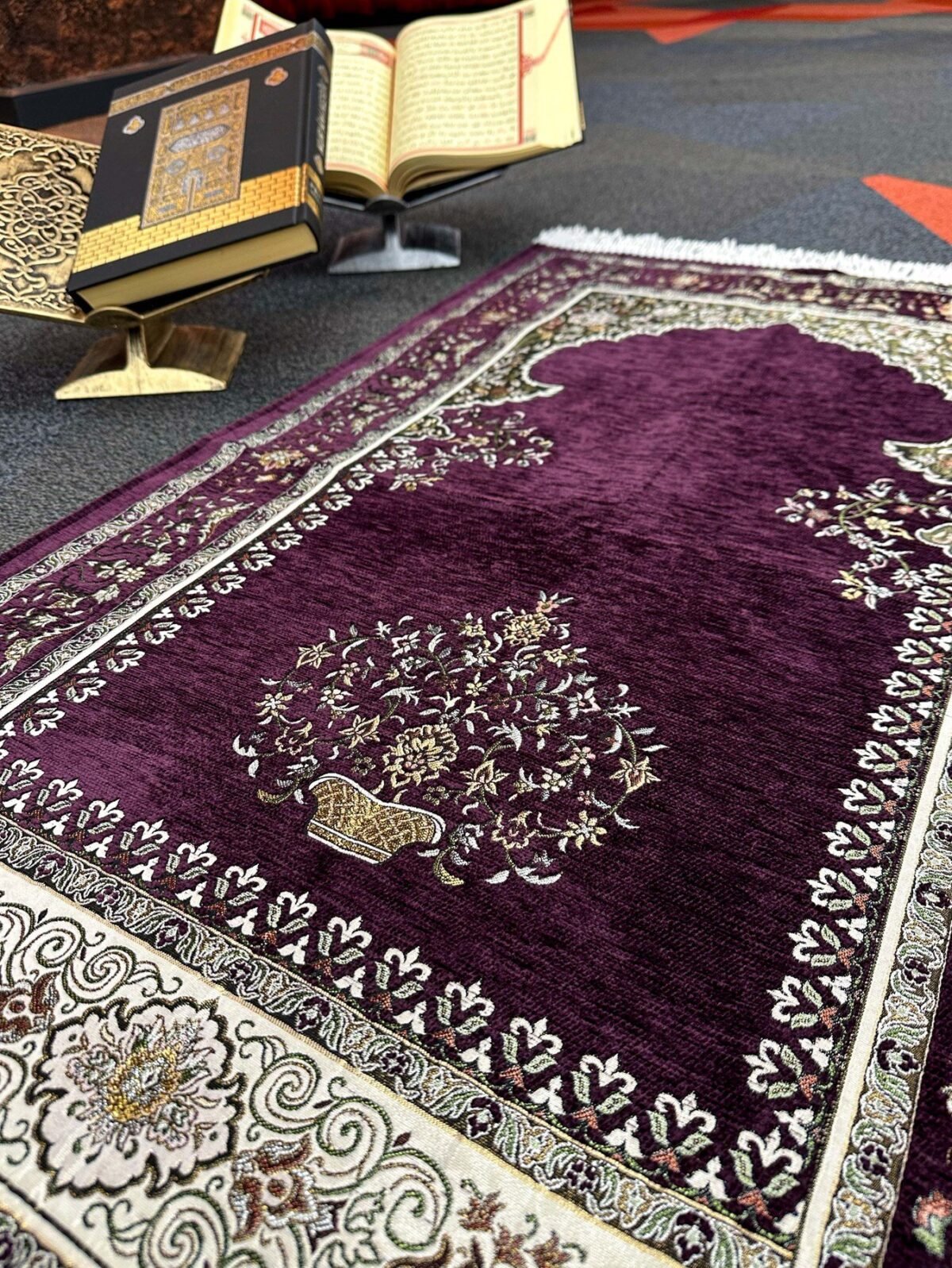 Şönil Kumaş Mihrap Seccade - Mor - Görsel 4