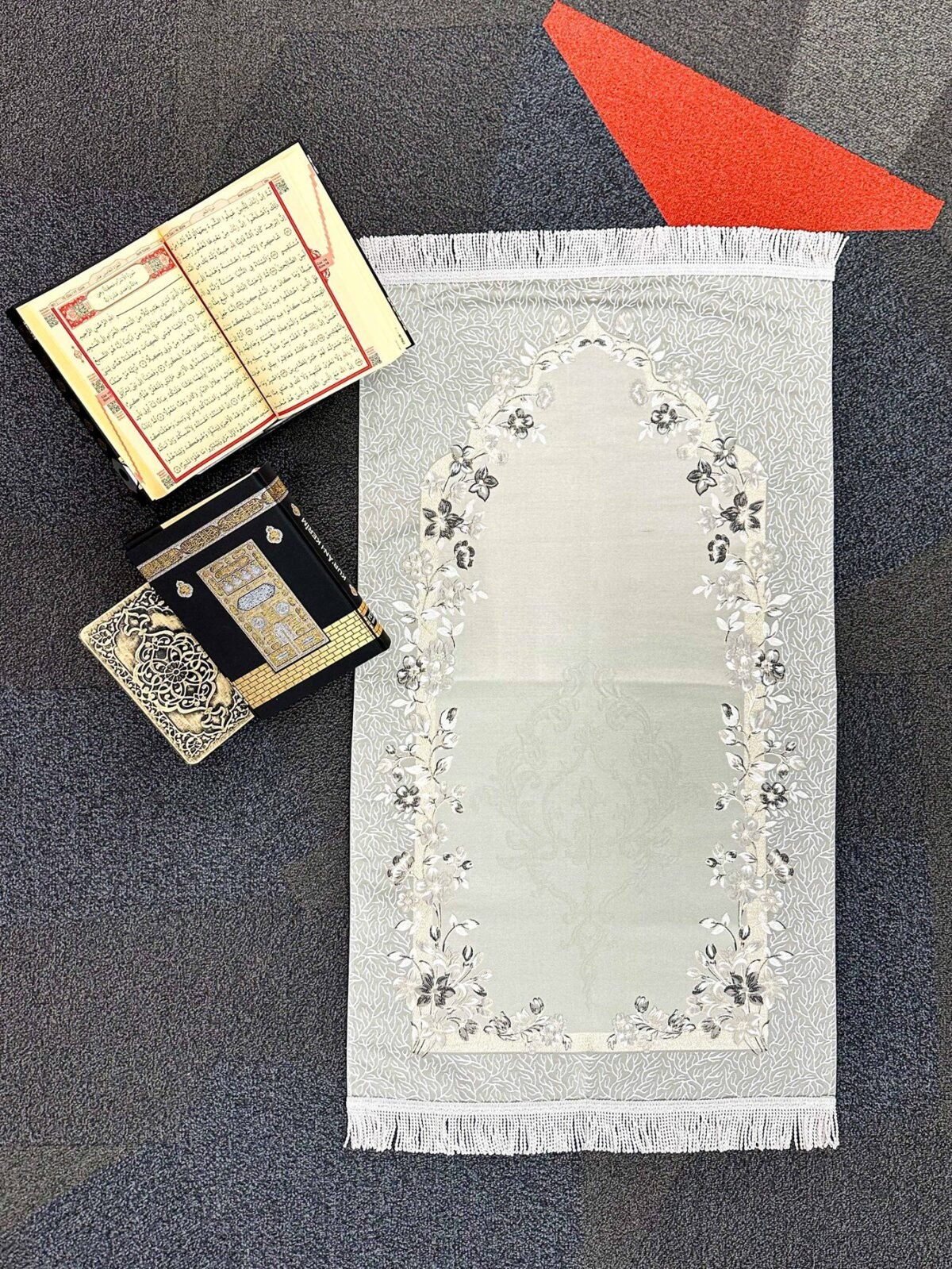 İpek Saten Seccade - Gri - Görsel 1