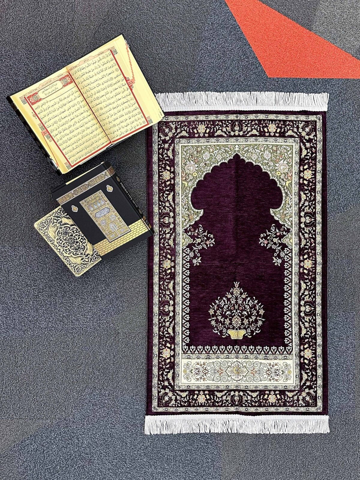 Şönil Kumaş Mihrap Seccade - Mor - Görsel 1