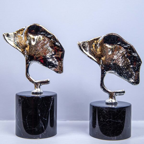 Ginko 2'li Gümüş Yaprak Dekor