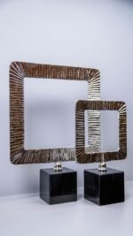 2'li Çizgili Kare Çerçeve  Dekor Gümüş - Görsel 2