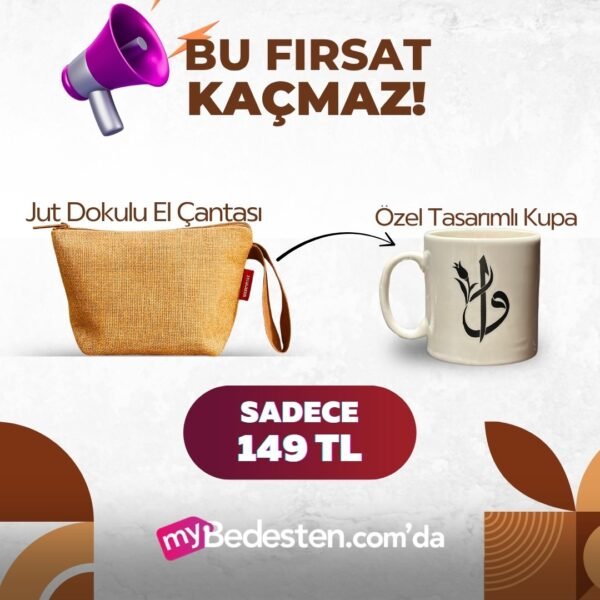 Jut Dokulu El Çantası + Kupa Bardak (İkili Kampanya)