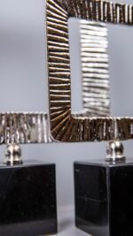 2'li Çizgili Kare Çerçeve  Dekor Gümüş - Görsel 3