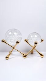 2'li Metal Kristal Küreli Obje Altın