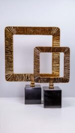 2'li Çizgili Kare Çerçeve Takım Altın