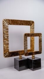 2'li Çizgili Kare Çerçeve Takım Altın - Görsel 2