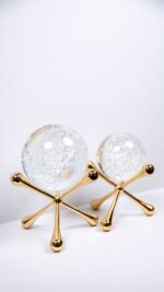 2'li Metal Kristal Küreli Obje Altın - Görsel 2